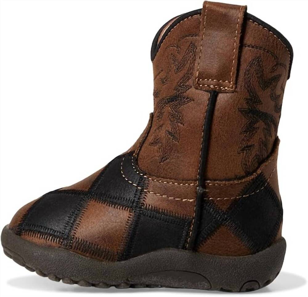 NEW ROPER boys cowbaby bird block western boot in brown